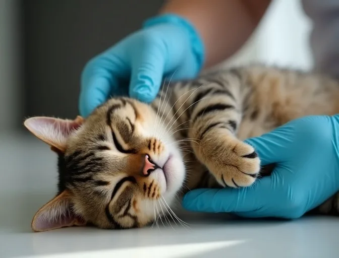 Specialist carefully handling a deceased cat with dignity in Stonehaven